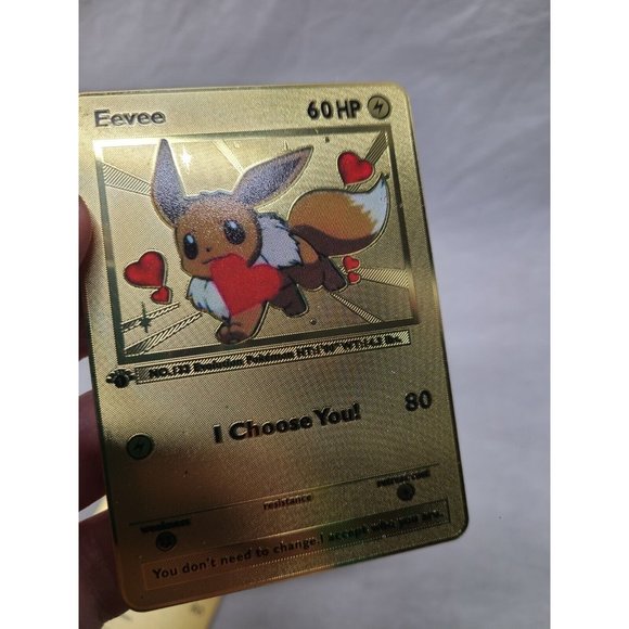 Eevee I Choose You Love Heart Valentine Gold Metal Card- Lot Of 3 FLAWED - Picture 9 of 10